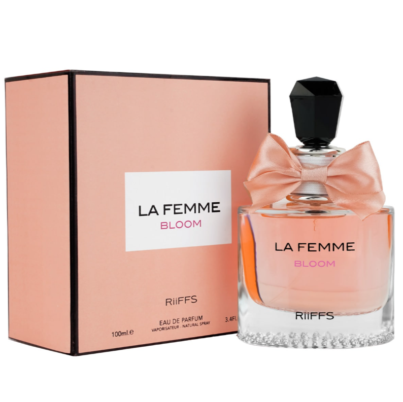 La Femme Bloom 100ml Eau de Parfum raspberry jasmine peony patchouli vanilla musk oakmoss