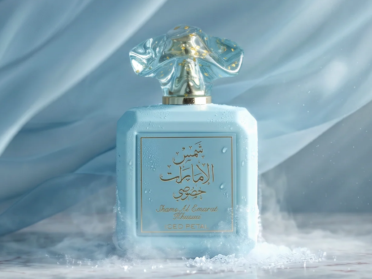 Shams Al Emarat Khususi Iced Petal 100ml eau de parfum apple lavender ginger saffron orange blossom sugar cashmere musk vanilla amber caramel