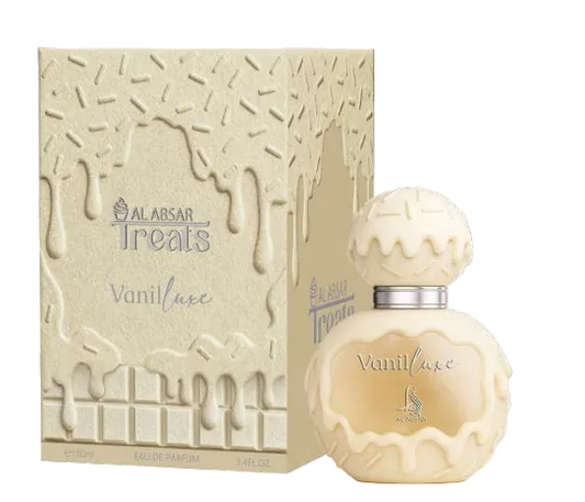 Al Absar Treats Vanilluxe 100ml Eau de Parfum gourmand milk floral powdery amber vanilla musk