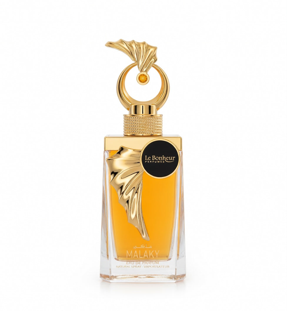 Malaky Le Bonheur Perfumes for women and men 100ml Ginger and Pear Orange Blossom Ambroxan Amber and Musk.