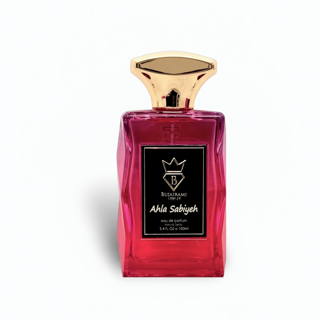 Ahla Sabiyeh 100ml Eau de Parfum by Bujairami | pear peach mandarin jasmine rose tuberose musk vanilla cedar.