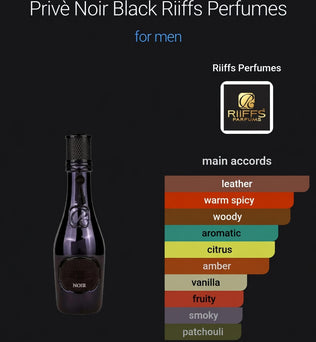 Privè Noir Black by Riiffs Perfumes Eau De Parum 100ml Grapefruit, Cardamom and Apple Tonka Bean, Leather, Amberwood, Suede and Birch.