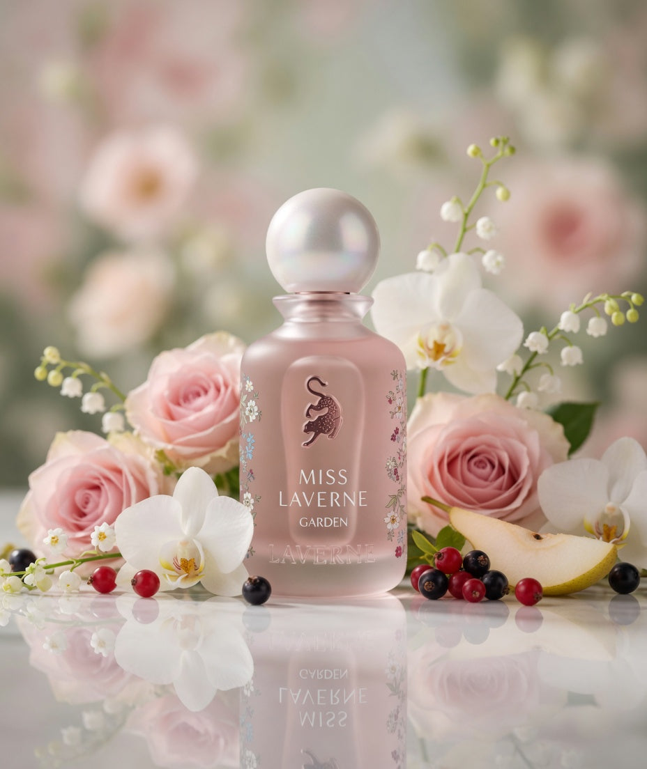 Miss Laverne Garden | Eau De Parfum 100ml | by Laverne | Pear Red Fruits Lily of the Valley Orchid Rose Musk Vanilla