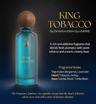 King Tobacco | Eau De Parfum 200ml | by Laverne | Italian Bergamot Lavender Tobacco Honey Vanilla Musk Tonka