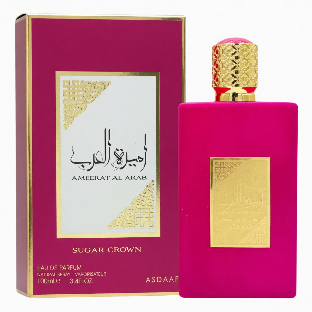 Asdaaf Ameerat Al Arab Sugar Crown 100ml Eau De Parfum pear candied orange jasmine cotton candy vanilla cream patchouli tonka