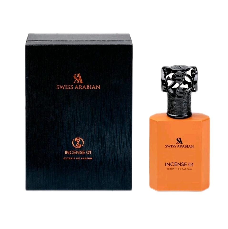 Incense 01 Swiss Arabian 50ml Extrait de Parfum Frankincense juniper rum fig lily almond hazelnut vanilla dark chocolate sandlewood unisex perfume