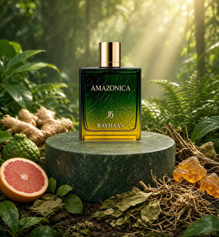 Amazonica by Rayhaan with grapefruit, bergamot, ginger, vetiver and amber in the rainforest
