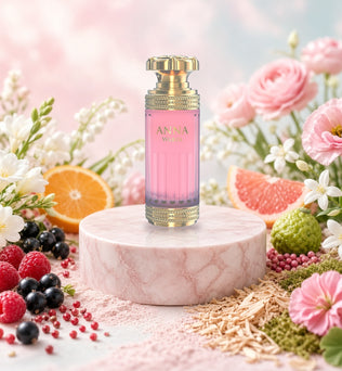 Anna Wardi by Jean Antoine 100ml eau de parfum bottle with raspberry, citrus, freesia, rose and jasmine
