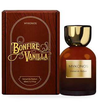 Bonfire Vanilla by Mykonos 50ml bottle with burgundy box