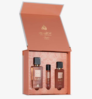 Ana Abiyedh Coral Gift Set including 60ml Eau De Parfum, Travel Spray – 12ml, Fresh Hair Mist 50ml watermelon peach orange coconut white florals vanilla musk