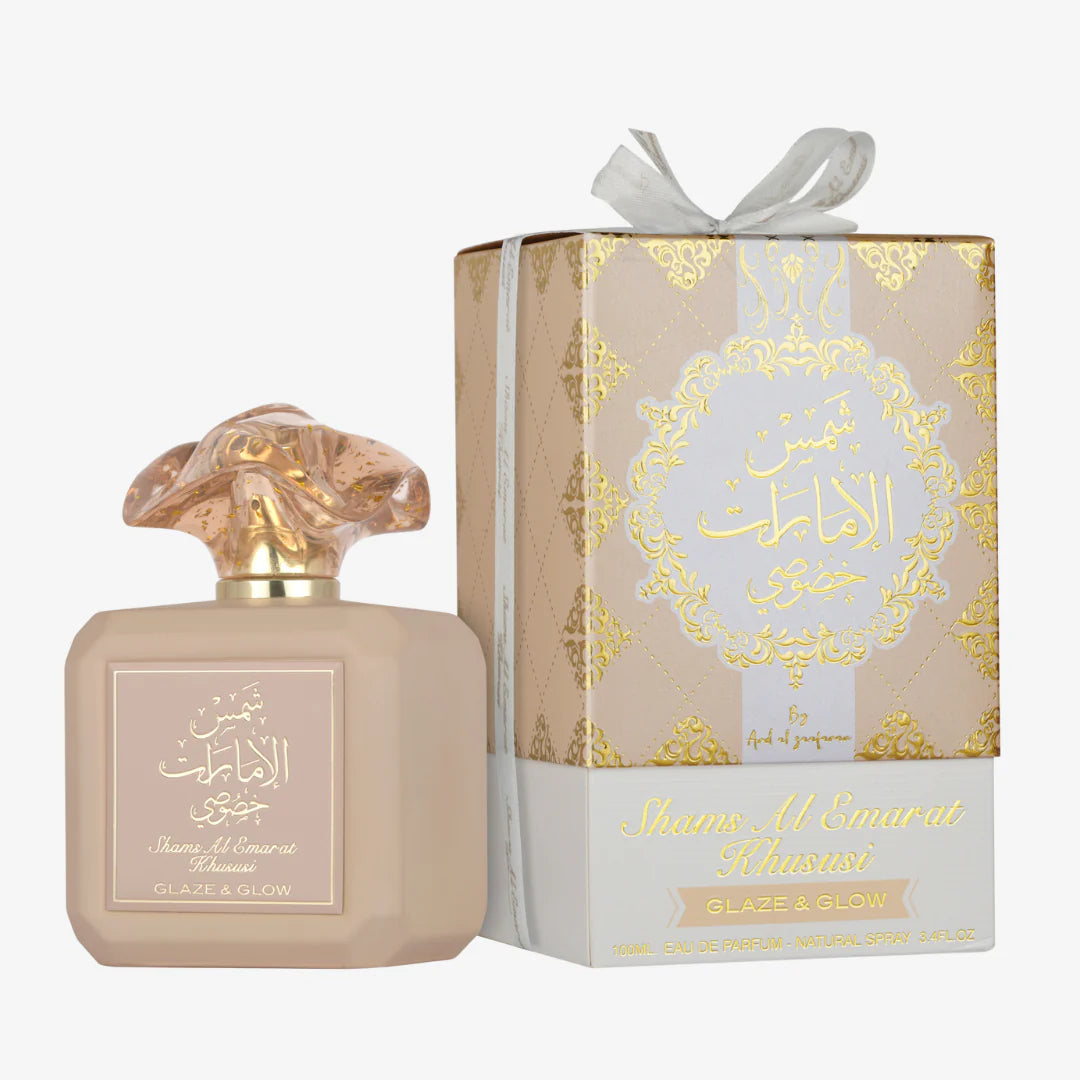 Shams Al Emarat Khususi Glaze and Glow 100ml Eau de parfum cinnamon apple pear vanilla sugar caramell cedarwood tonka cashmere