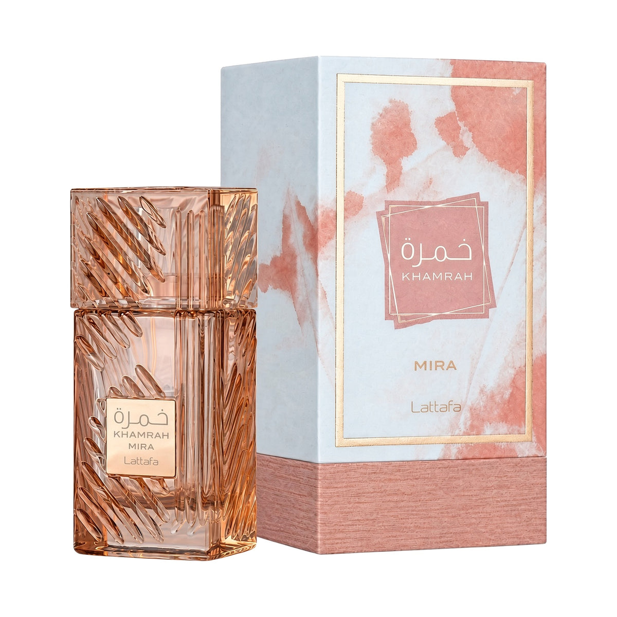Lattafa Khamrah Mira 100ml EDP bottle and box