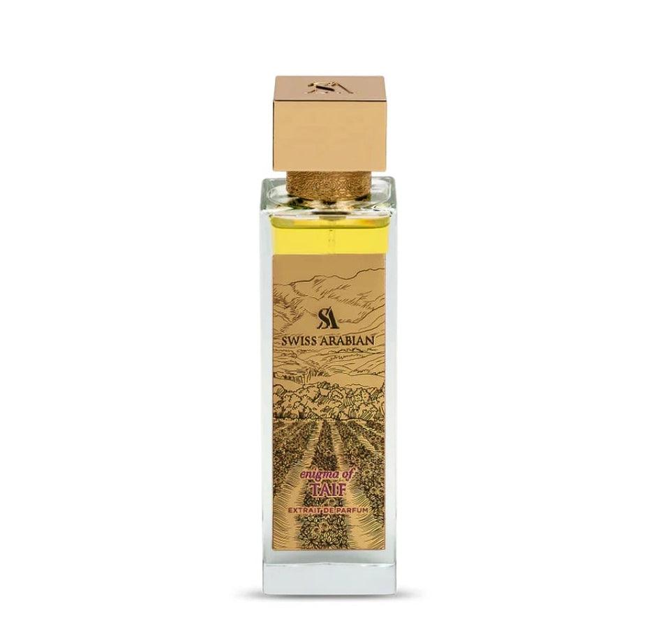 Enigma of Taif Swiss Arabian 100ml Extrait de Parfum cardamom pink pepper plum rose saffron violet osmanthus labdanum Vetiver oakwood