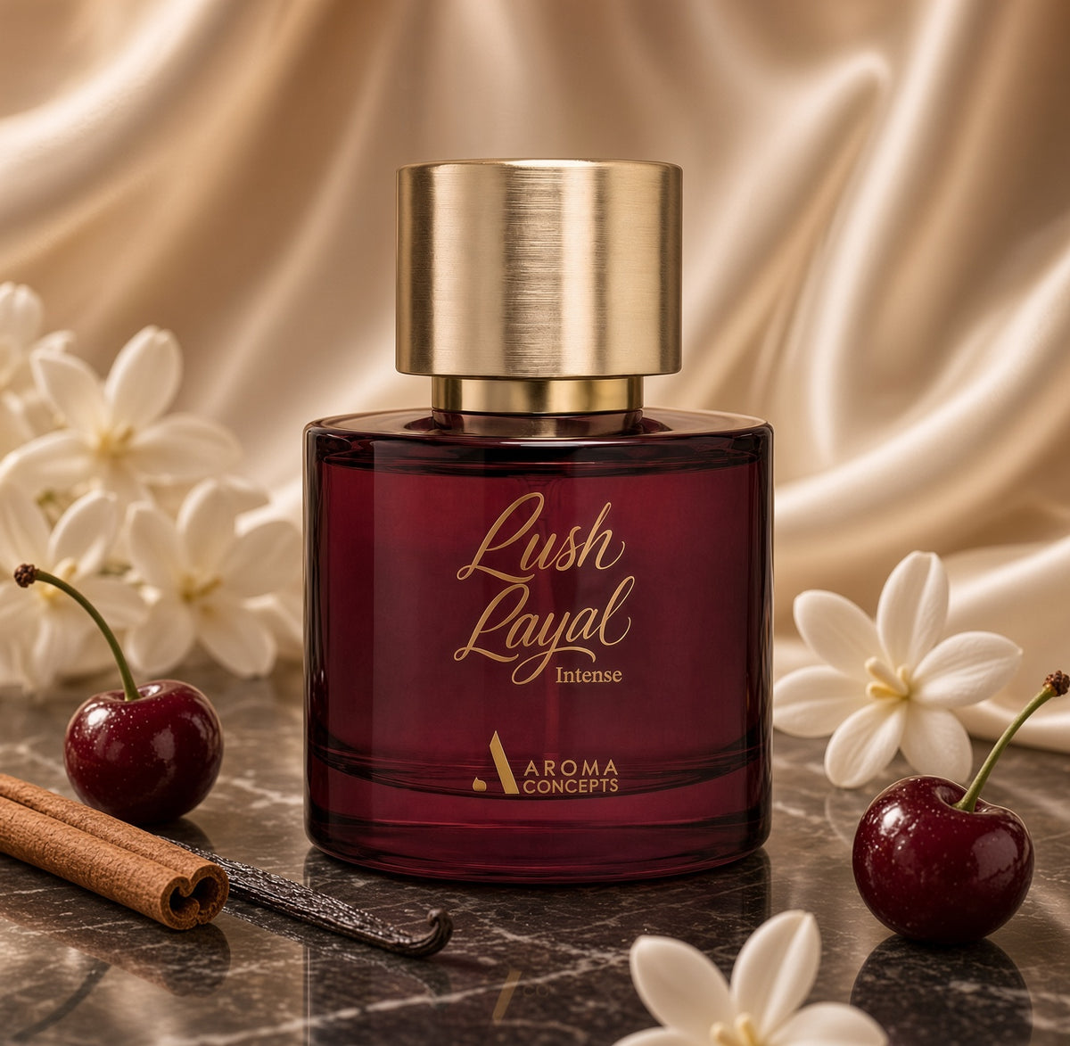 Lush Layal by Aroma Concepts 50ml Eau de Parfum Cherry Cinnamon Powdery Notes Milk Vanilla Caramel