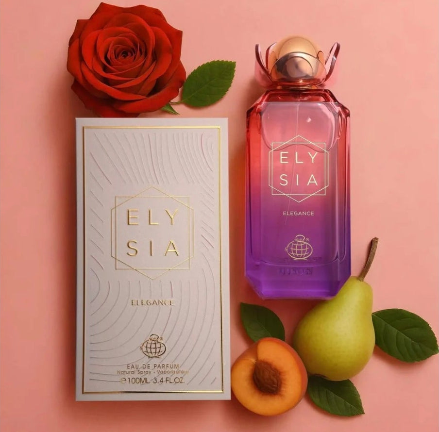 Elysia Elegance 100ml Eau de Parfum peach Pear orange magnolia peony rose purple wood Vetiver vanilla praline musk