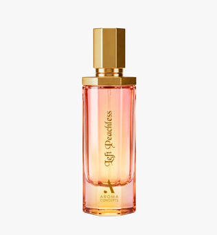 Left Peachless 100ml Eau de Parfum by Aroma Concepts Peach Pear Orange Jasmine Freesia Rose Vanilla Musk Praline Tonka patchouli