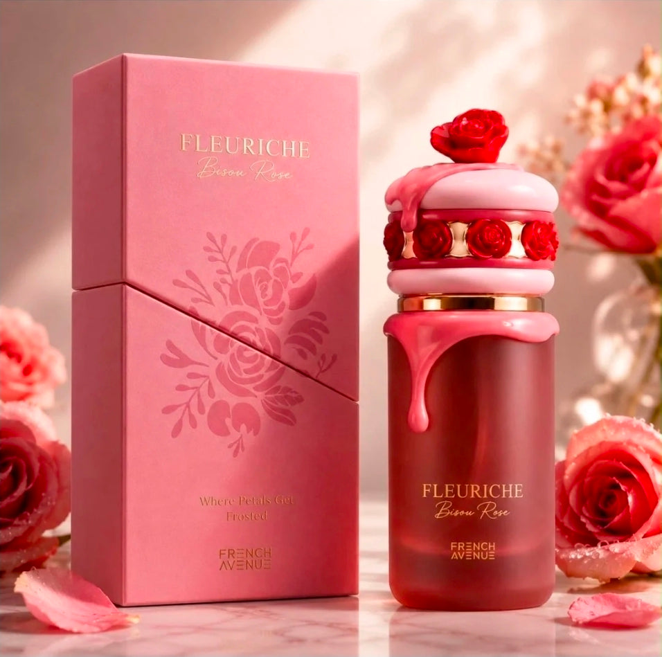Fleuriche Bisou Rose 100ml Extrait de Parfum lychee Pear Bergamot Rose Peony Vanilla Amber Musk