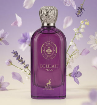 Delilah Viola by Maison Alhambra 100Ml Eau de Parfum Fruity Floral  Bergamot Mandarin Peach Lavinder Violet Sandlewood Musk Vanilla.