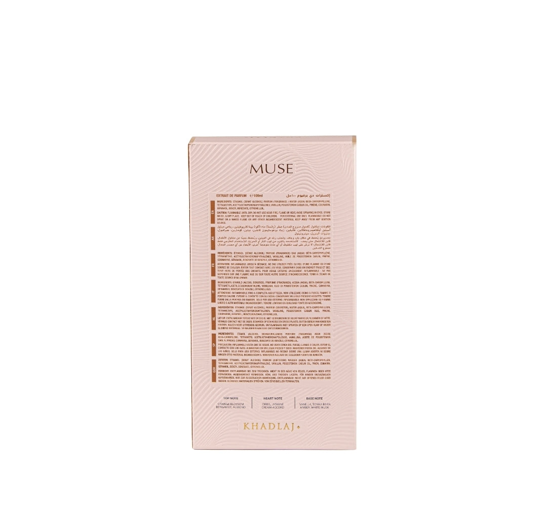 Khadlaj Muse 100ml Eau de Parfum Creamy Floral Gourmand Scent Vanilla Almond Warm Amber White Musk
