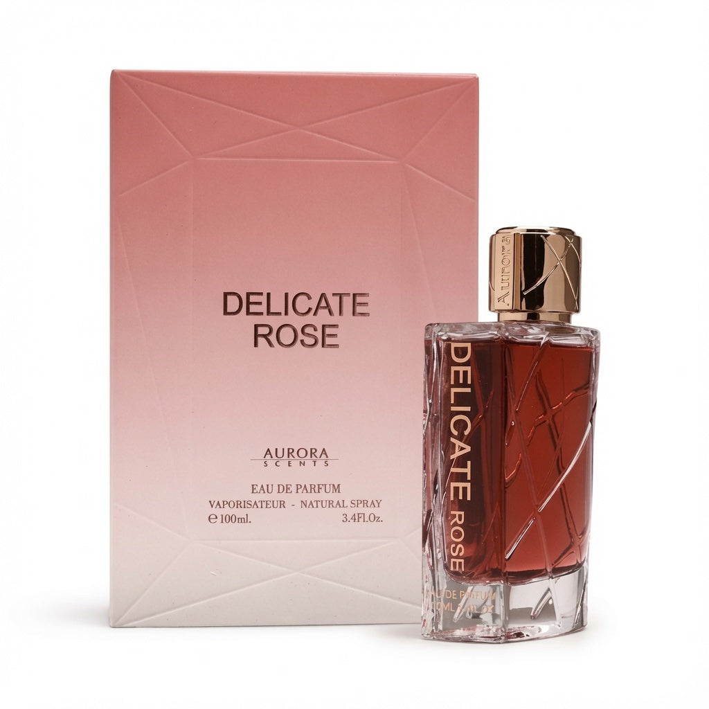 Delicate Rose 100ml Eau de Parfum Lily if the Valley Pear Apple Jasmine Lavinder Peach White Musk Vanilla Caramel Tonka Amber