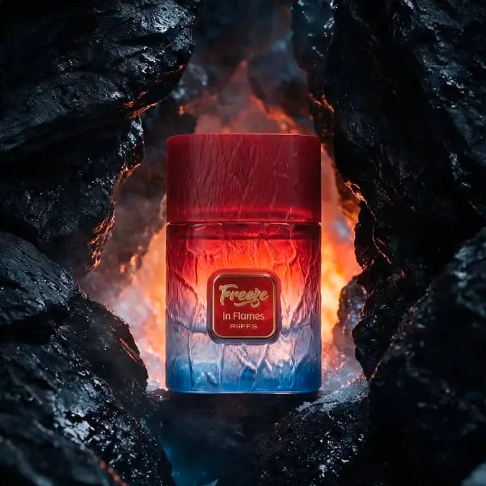 Freeze and Flames By Riiffs 100ml Extrait de Parfum Raspberry Snowflakes Passion Fruit Tea Sage Amber Musk