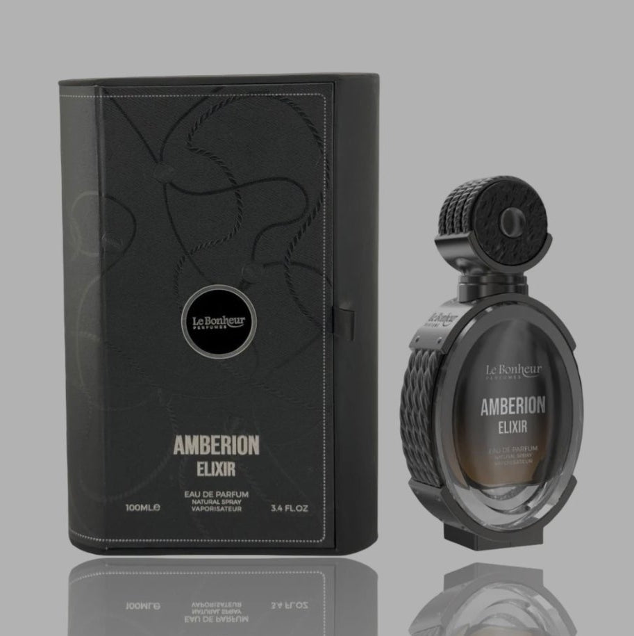 Amberion Elixir by Le Bonheur 100ml Eau de Parfum blackcurrent Pear rum violet iris orange blossom rose Jasmine vanilla coconut amber musk