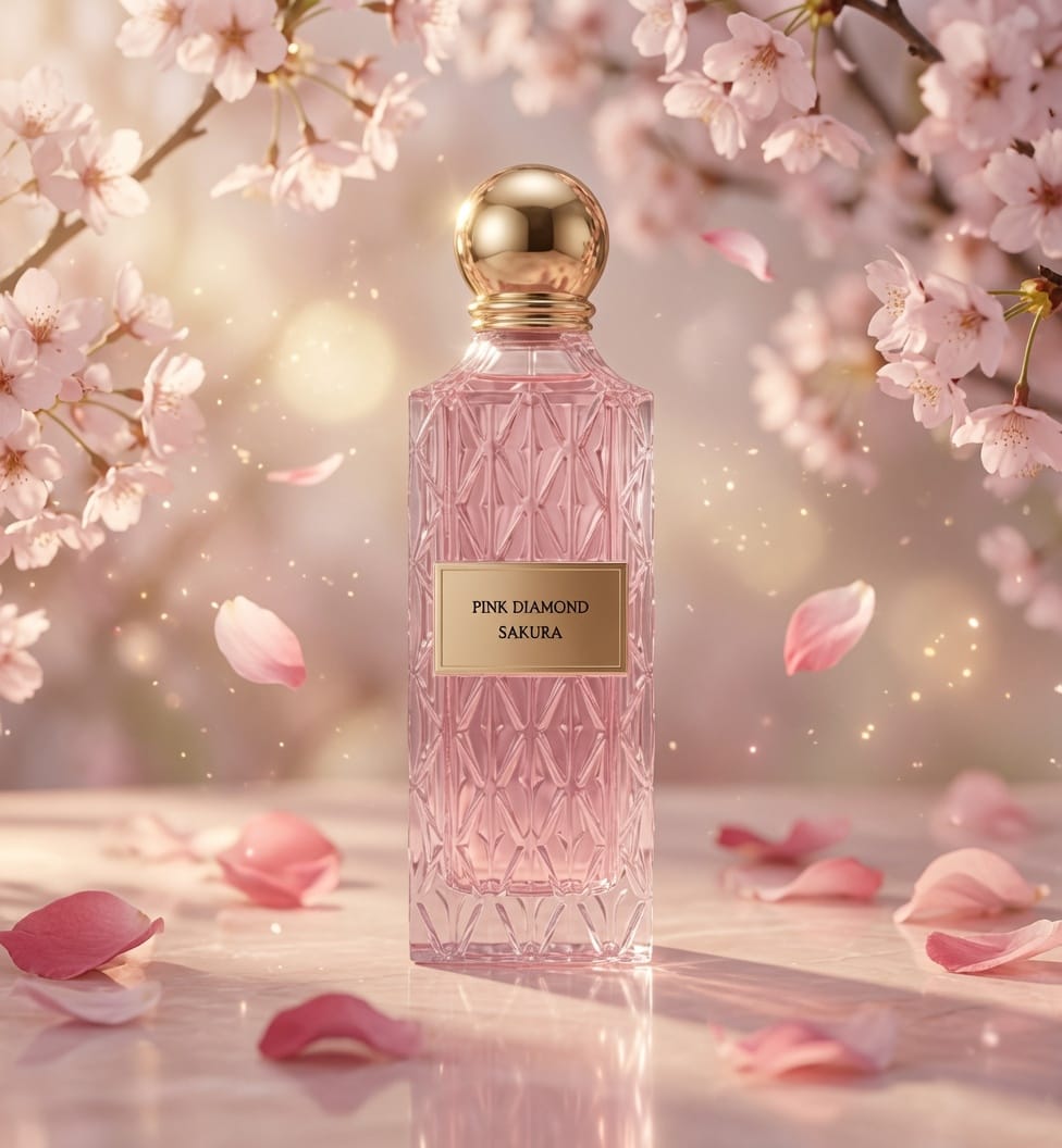 Pink Diamond Sakura By IBRAQ Eau de Parfum 150ml Peony Orange Blossom Mandarin Rose Lily Cherry Blossom Sandalwood White Musk Amber