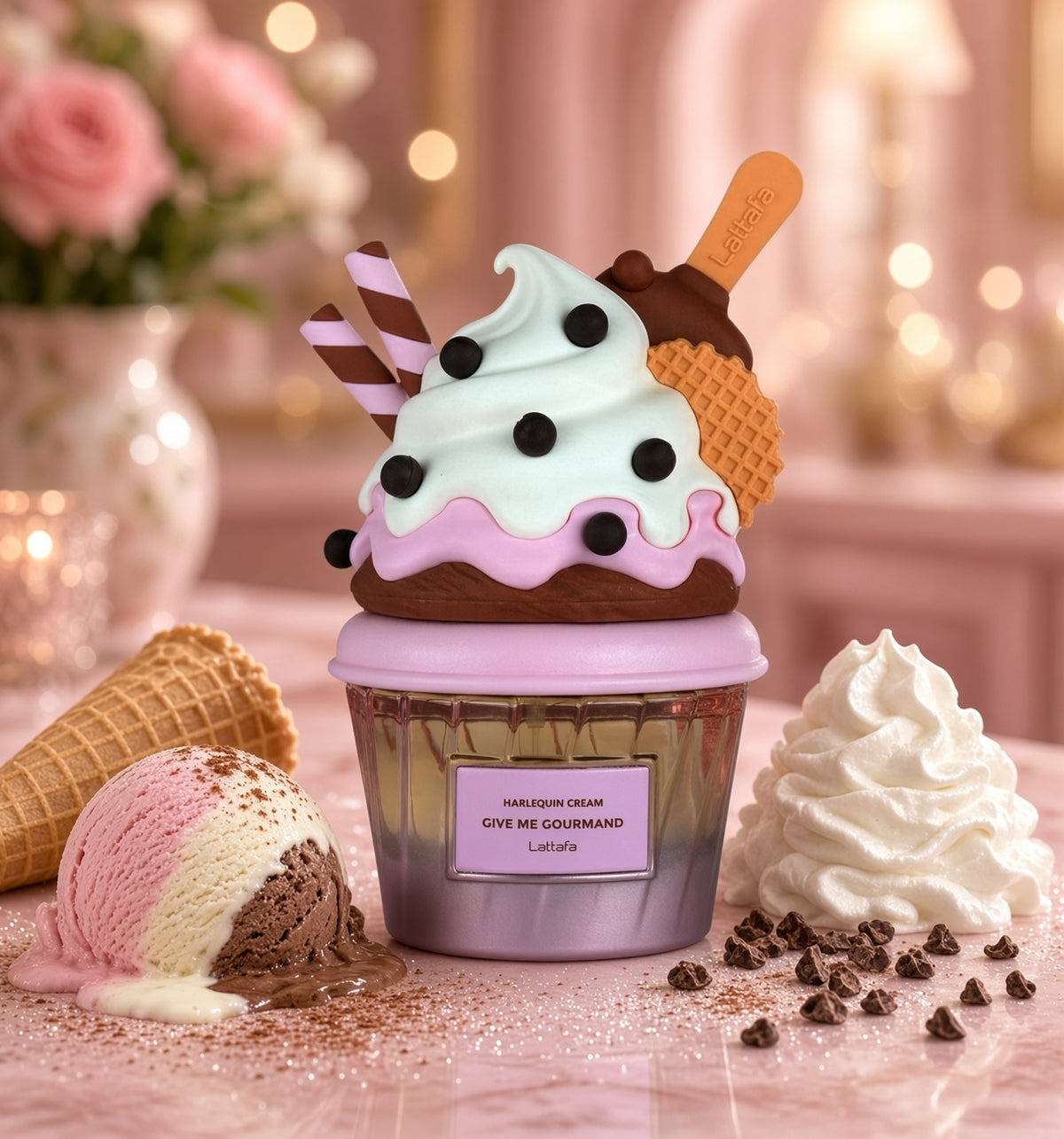 Harlequin Cream by Lattafa Eau de Parfum Neapolitan Ice Cream Whipped cream Waffle Vanilla Musk Cocao