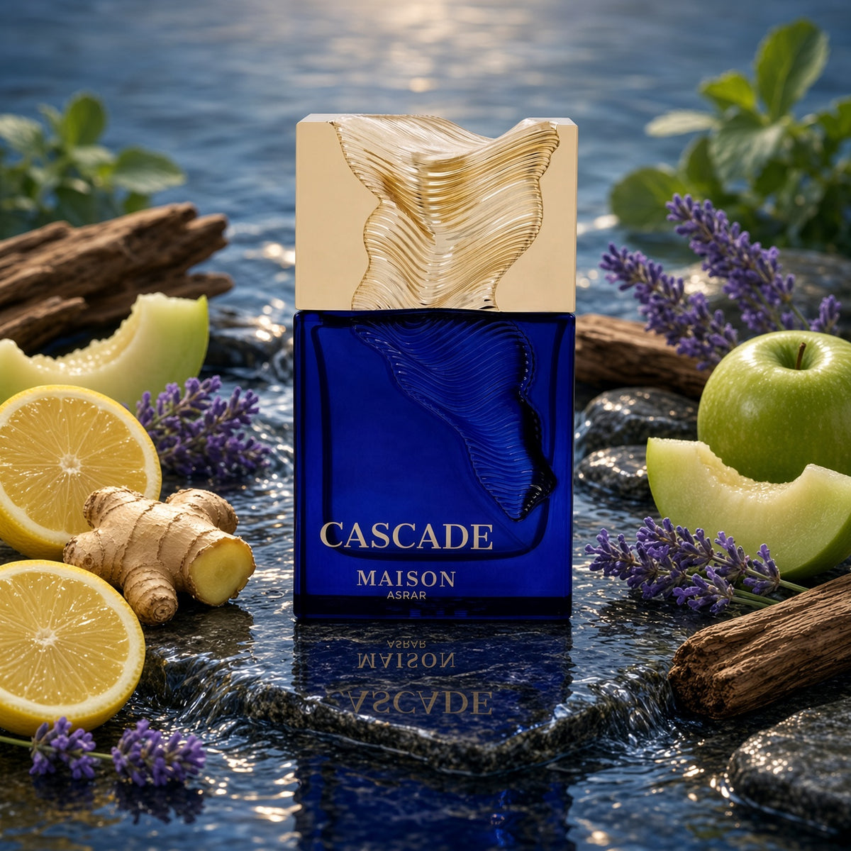 Cascade by Maison Asrar 100ml Eau de Parfum Ginger Melon Lemon Apple Sandalwood Patchouli Amber