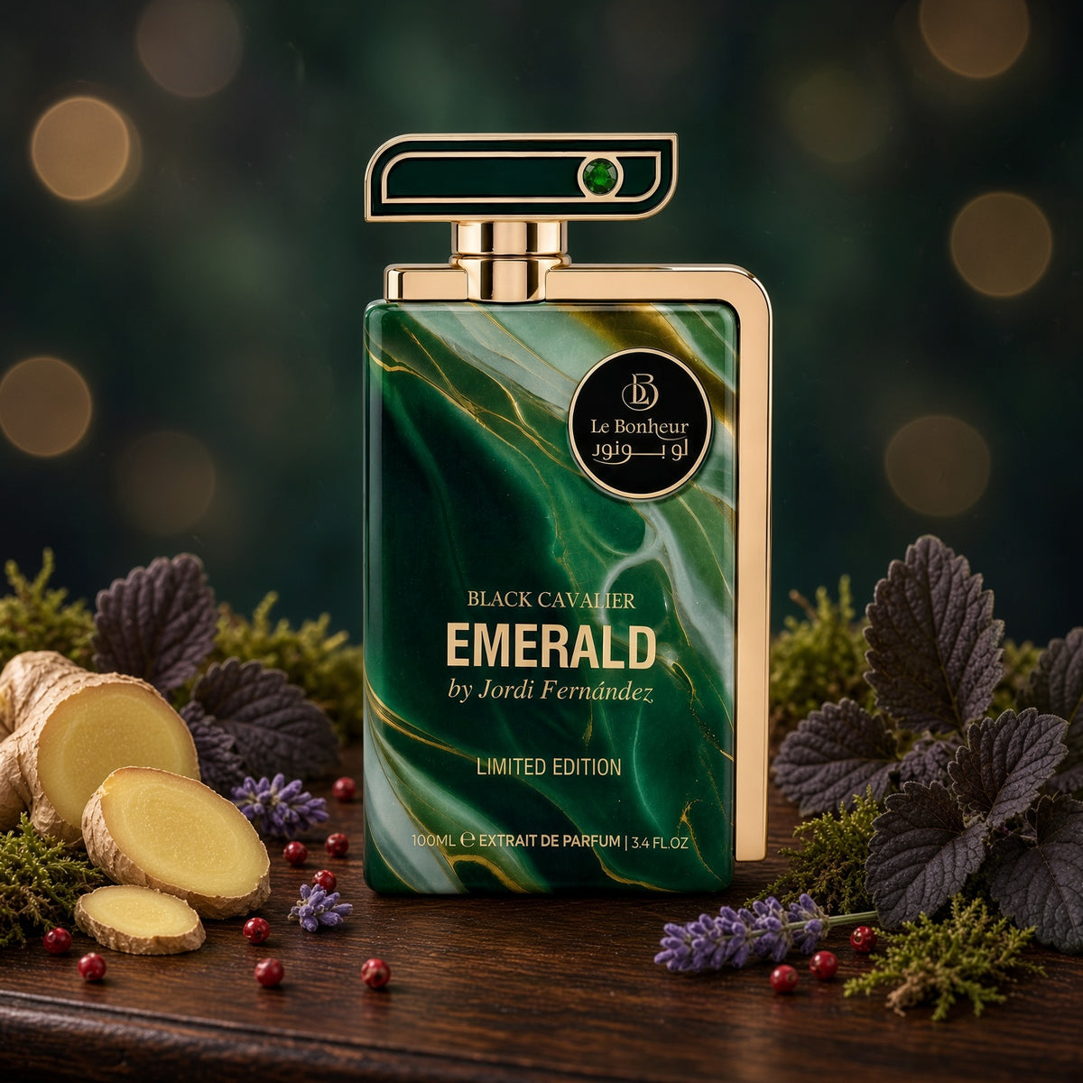 Black Cavalier Emerald 100ml Extrait de Parfum Limited Edition Pink Pepper Bergamot Rose Lavinder White Flowers Musk
