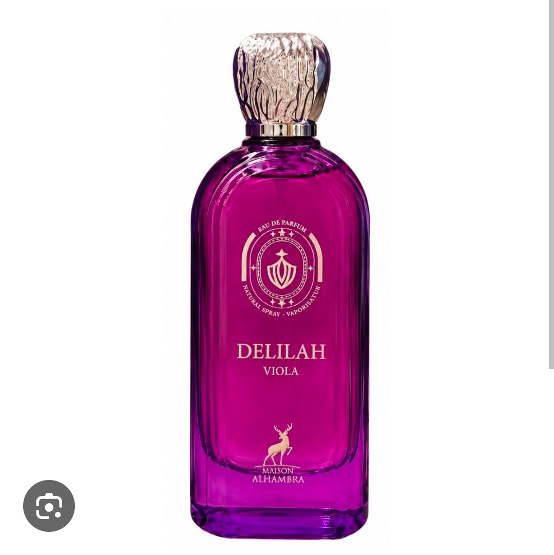 Delilah Viola by Maison Alhambra 100Ml Eau de Parfum Fruity Floral  Bergamot Mandarin Peach Lavinder Violet Sandlewood Musk Vanilla.