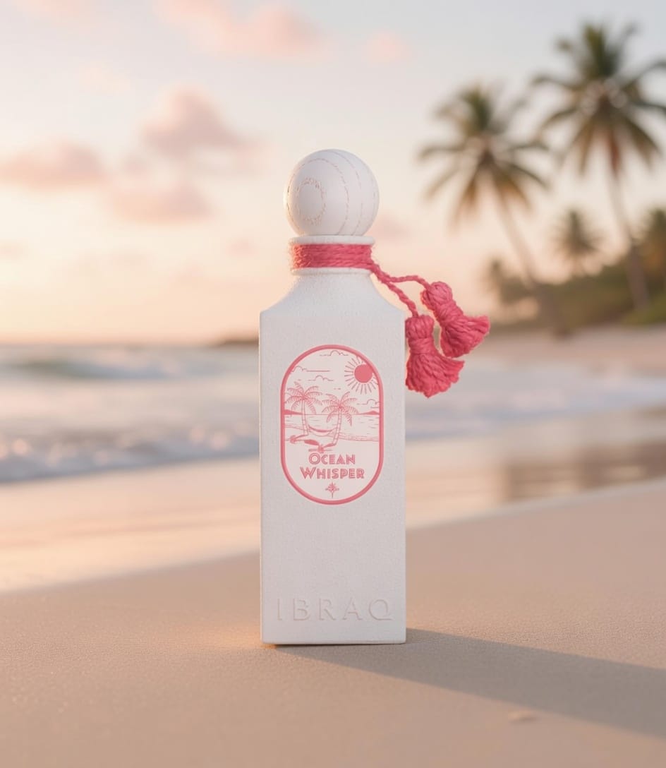 Ocean Whisper by IBRAQ 100ml Eau de Parfum Peach Rose Amber Musk Patchouli Sandalwood