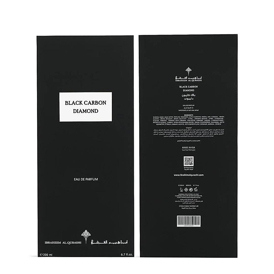 Black Carbon by IBRAQ 150ml Eau de Parfum Oud Bergamot Rose Patchouli Sandalwood Apple Frankincense