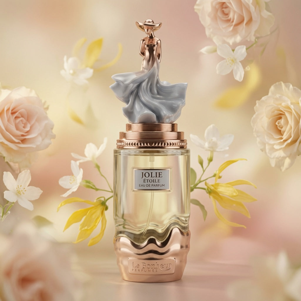 Le Bonheur Jolie Étoile | 100ml Eau de Parfum | Bergamot Madagascar Geranium
Jasmine Madagascar ylang-ylang Rose Musk cashmeran vanilla.