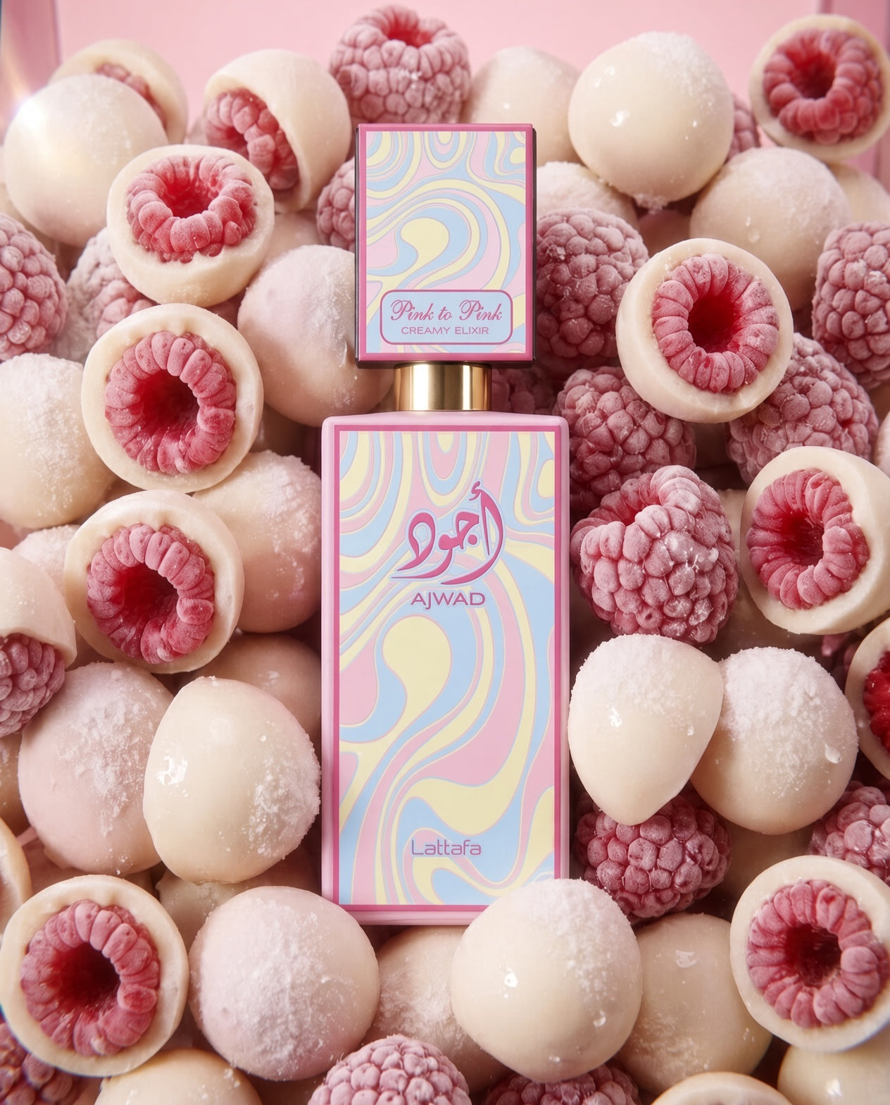 Ajwad Pink to Pink Creamy Elixir 60ml Eau de Parfum Frozen Rasberry White Chocolate Pear Vanilla Musk