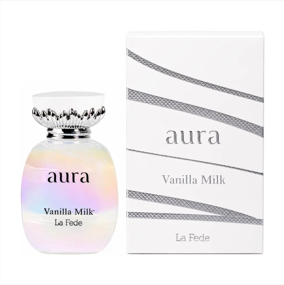 La Fede Aura Vanilla Milk Perfume 100ml EDP Khadlaj Pink Pepper Bergamot Jasmine Freesia Lily Amber Musk