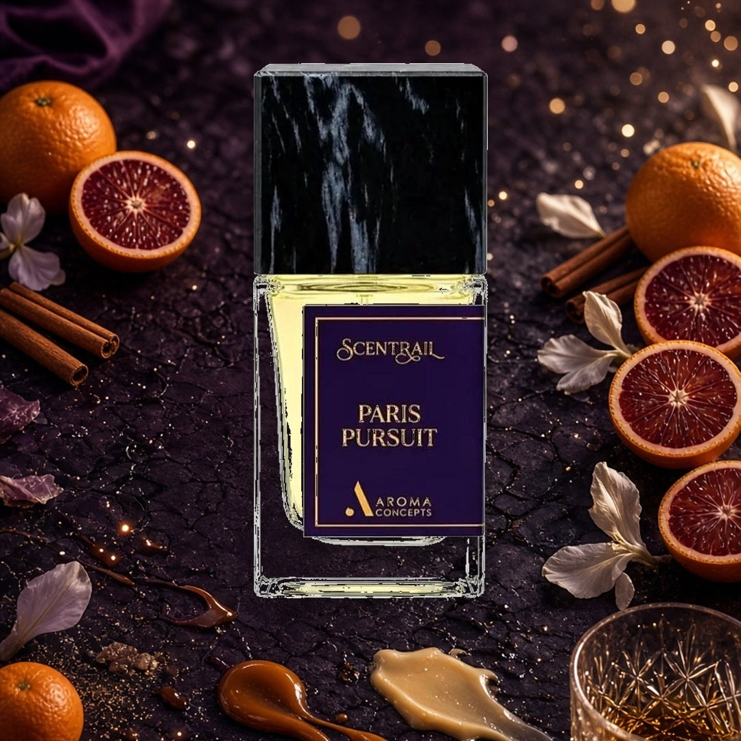 Paris Pursuit 50ml Eau de Parfum by Scentrail Aroma Concepts Mandarin Orange Rum Cinnamon Tonka Caramel Butter
