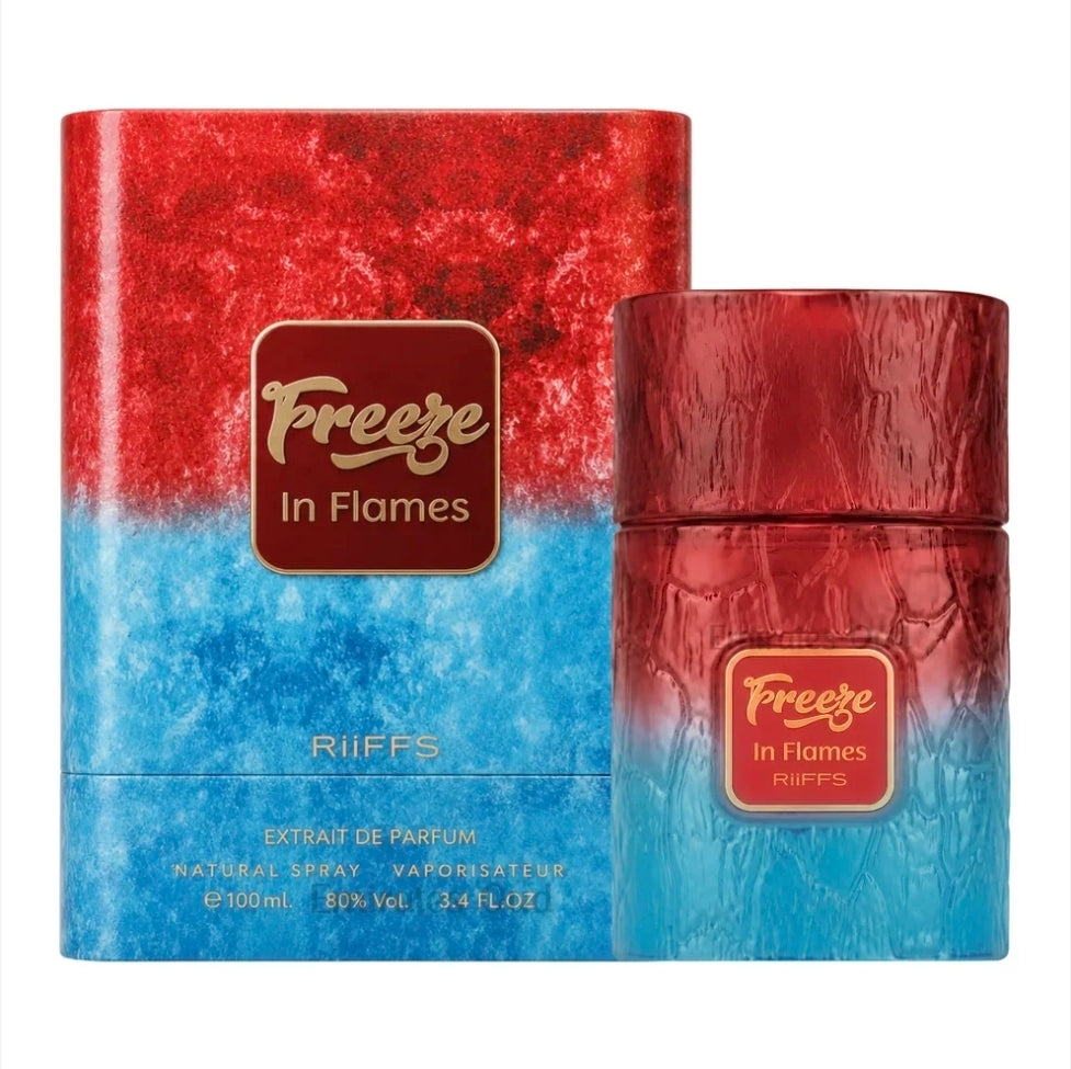 Freeze and Flames By Riiffs 100ml Extrait de Parfum Raspberry Snowflakes Passion Fruit Tea Sage Amber Musk