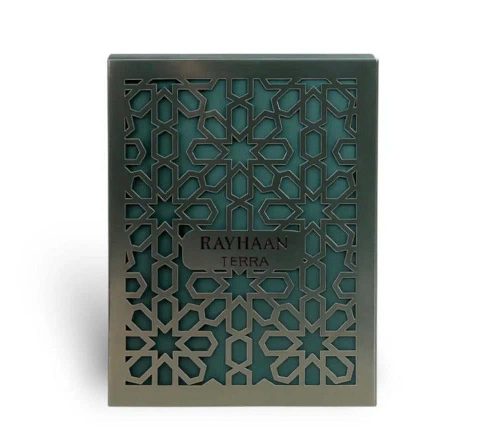 Rayhaan Terra 100ml Eau de Parfum oriental woody unisex perfume frankincense cardamom patchouli white floral vanilla oud musk