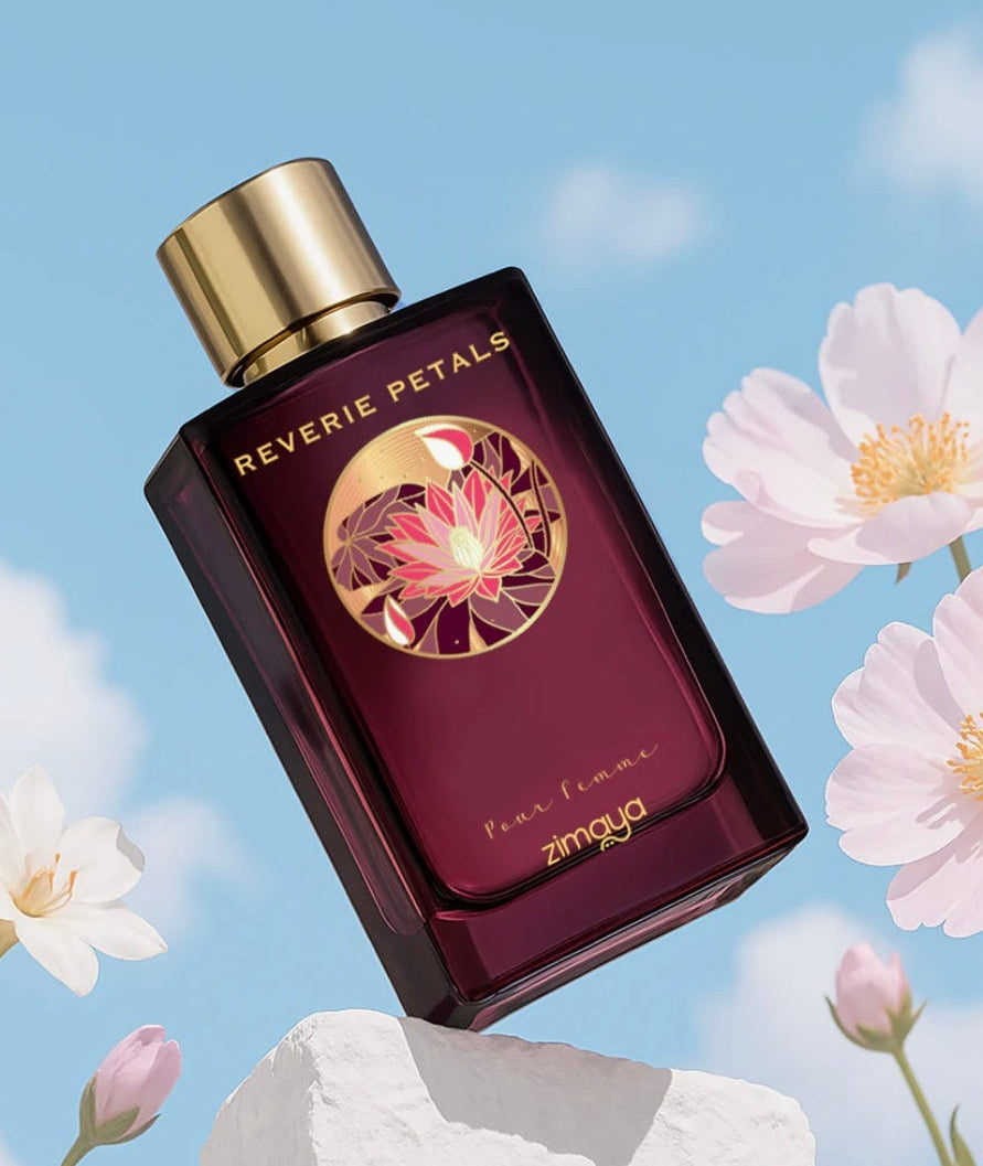 Reverie Petals Pour Femme Perfume 100ml Eau De Parfum by Zimaya bergamot blackcurrent pink pepper Jasmine musk vanilla cashmeran