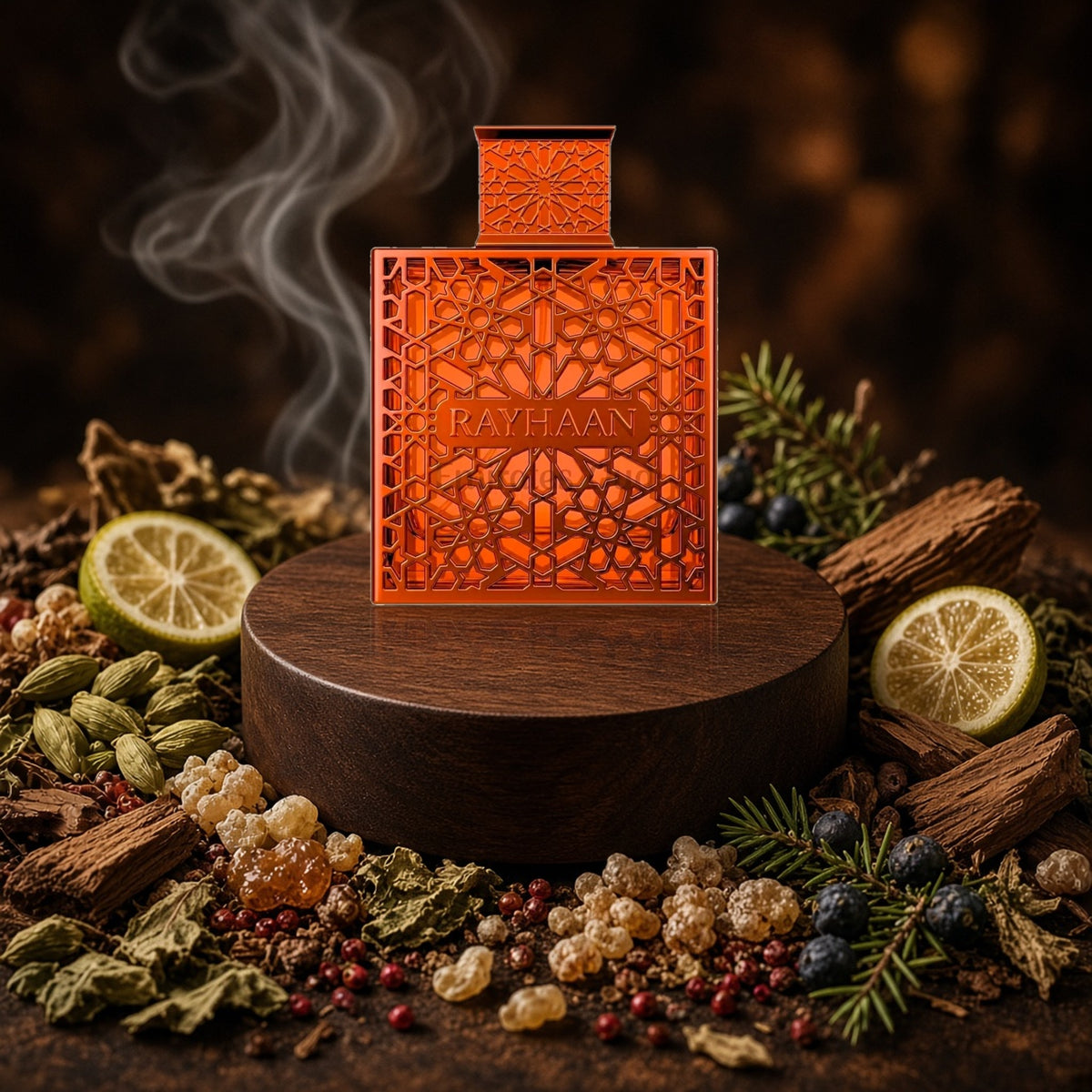 Rayhaan Vantage 100ml EDP with cardamom, pink pepper, bergamot, frankincense, myrrh, juniper, cedarwood and patchouli notes